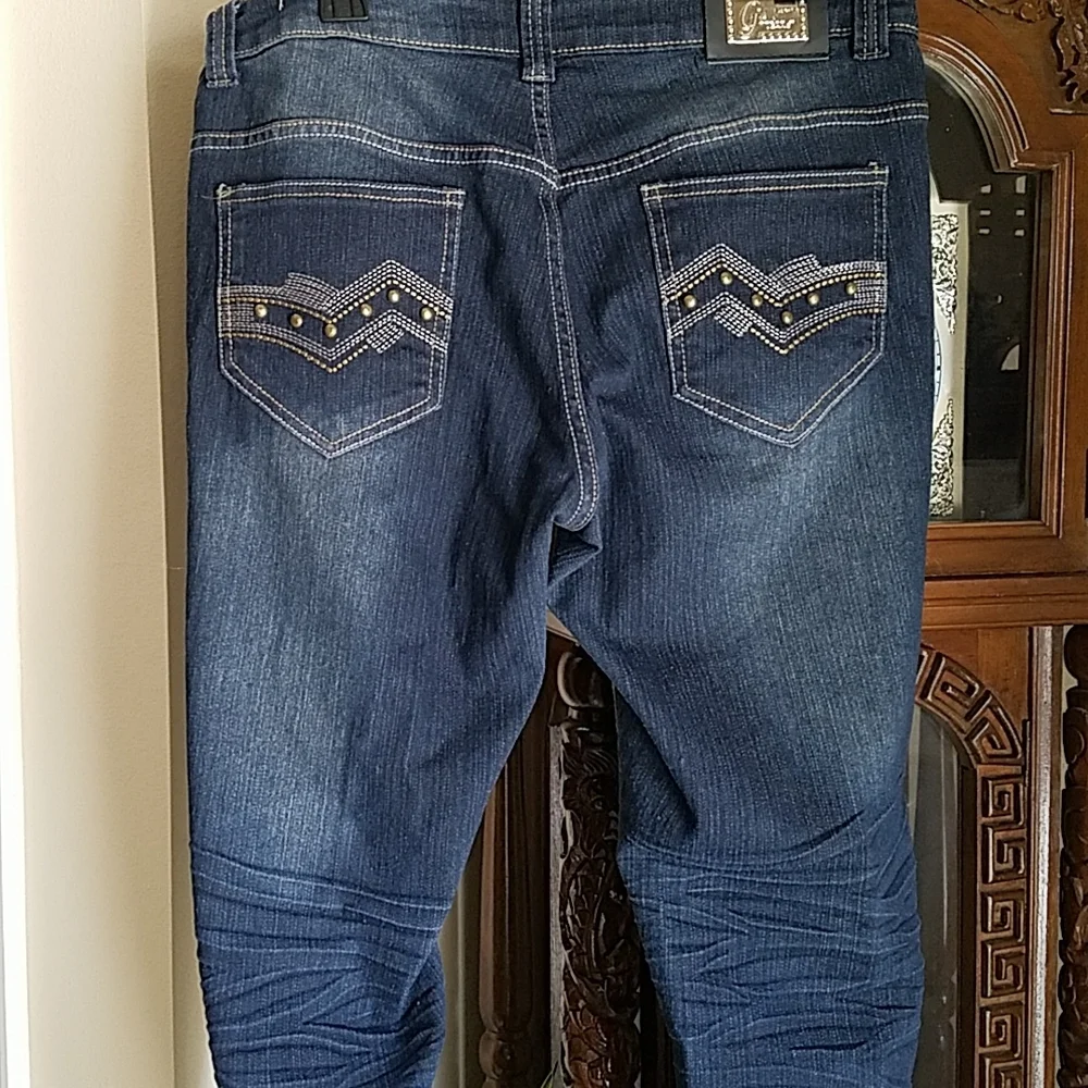 Garty, 0211, Blue Jeans, with embellishments on back pockets, Sz 20 - Picture 3 of 12
